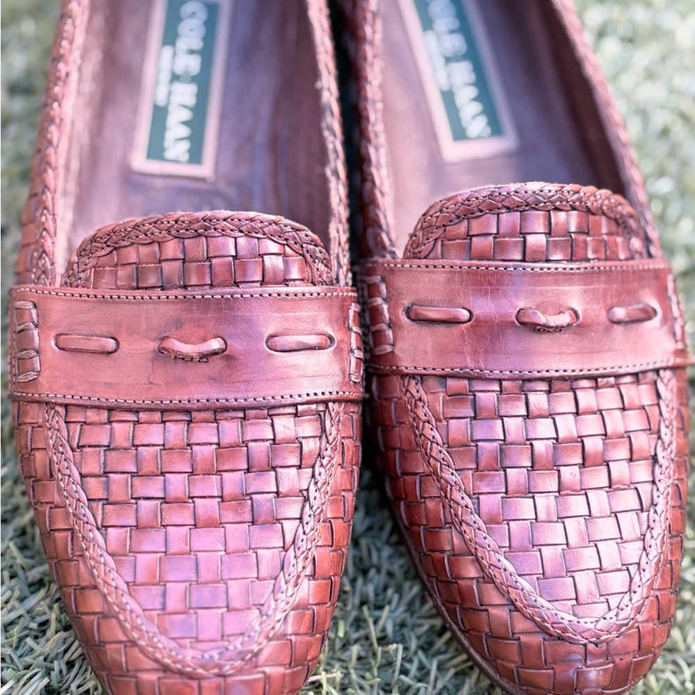 Cole Haan Tan Woven Leather Loafers - Picture 3 of 9
